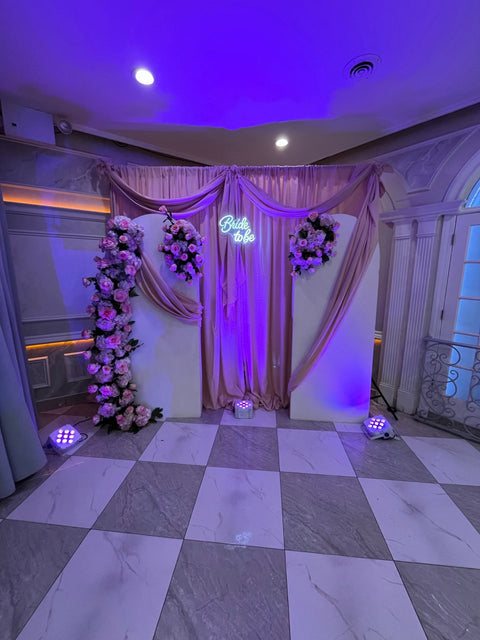 Emily and Mark’s Parisian pink bridal shower Bride to be floral backdrop by Ultimate Creations NY in Queens, NY