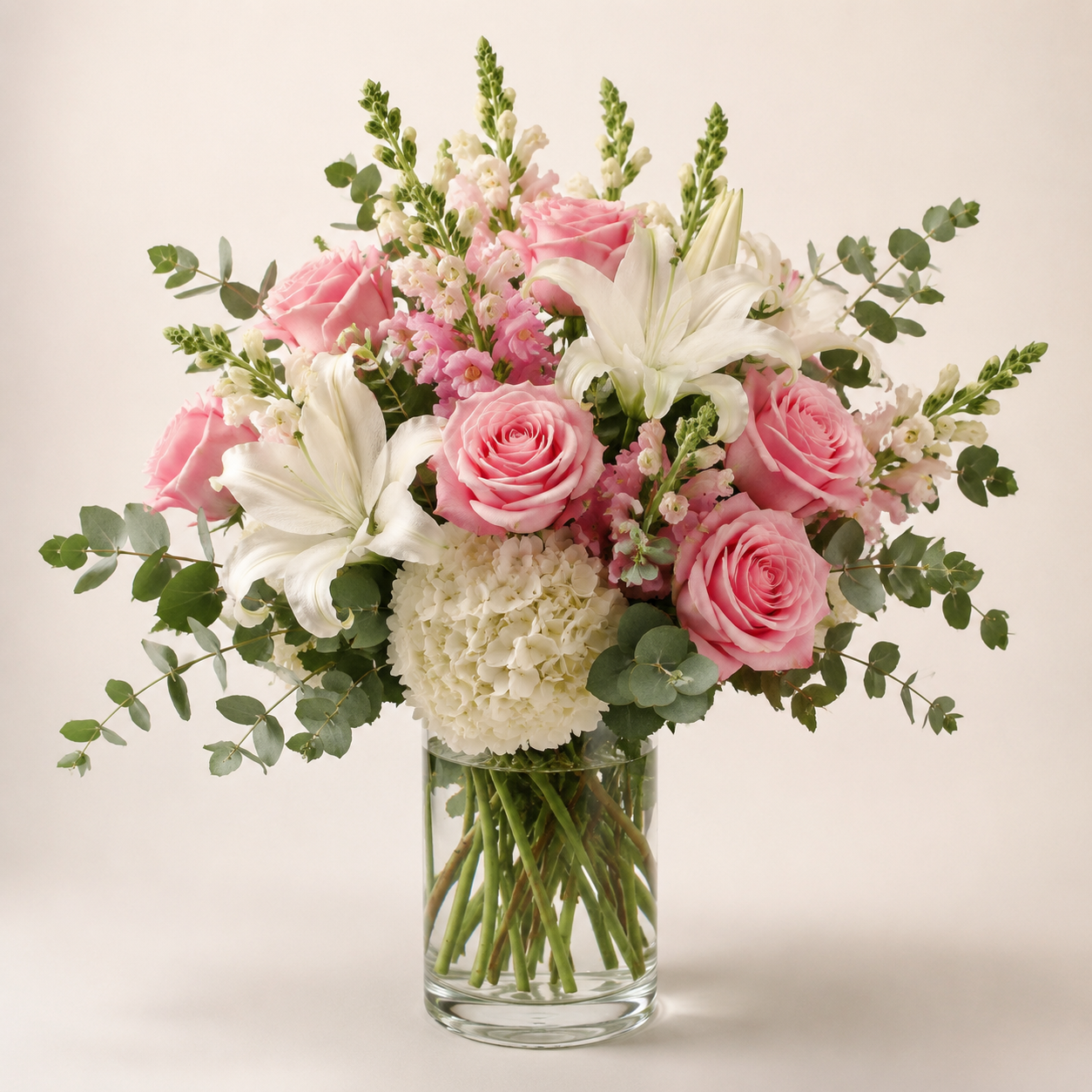 Luxe Rose & Lily Vase by Ultimate Creations, a premium florist in Fresh Meadows Queens NY