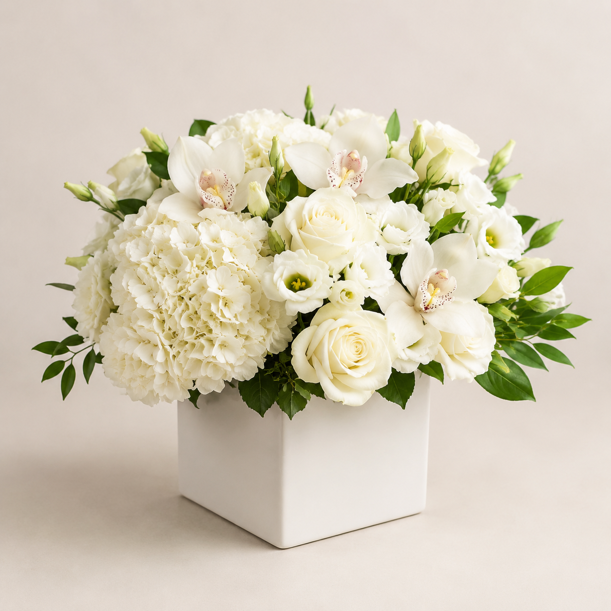 Modern White Cube Arrangement by Ultimate Creations, a premium florist in Fresh Meadows Queens NY