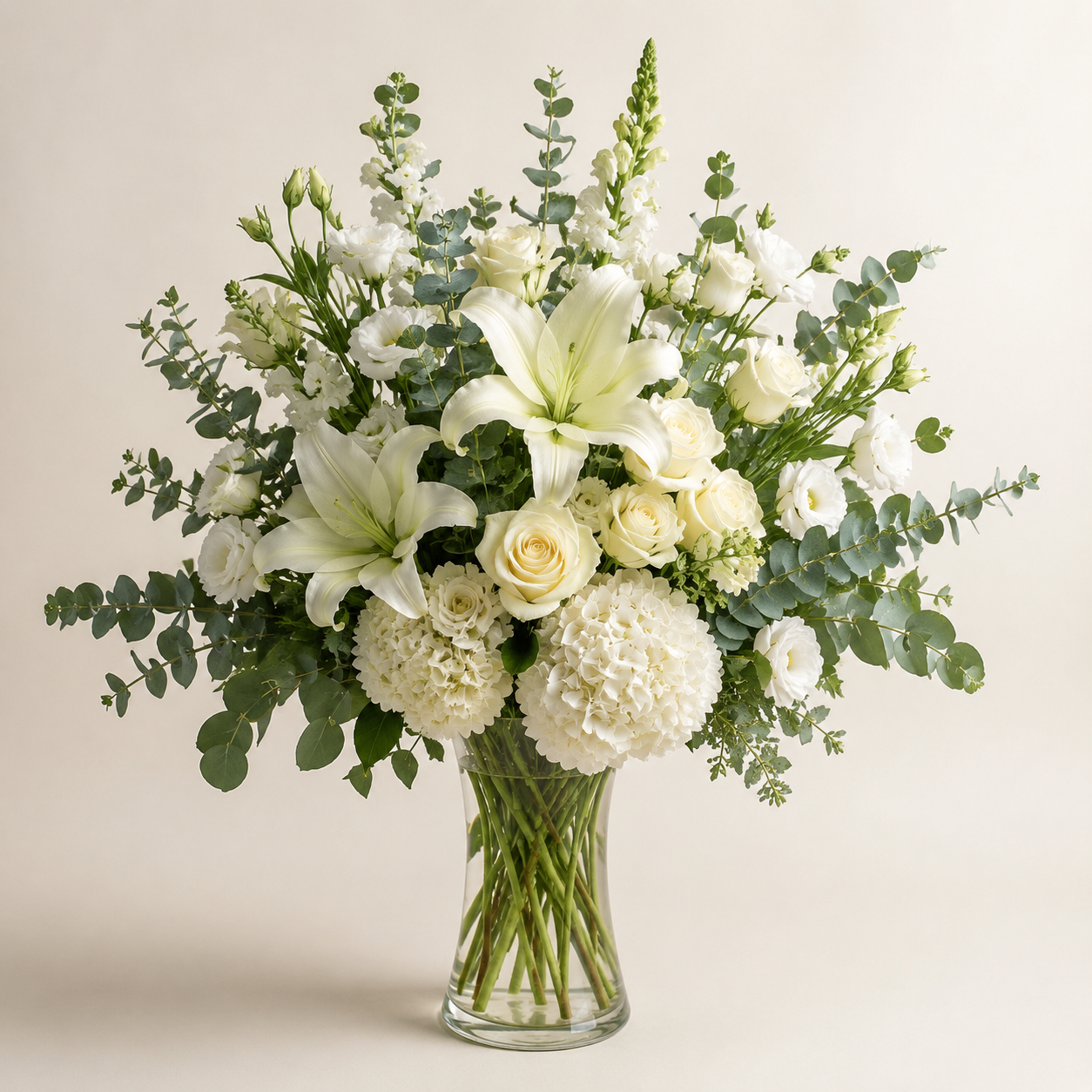 Peaceful White Sympathy Vase by Ultimate Creations, a premium florist in Fresh Meadows Queens NY
