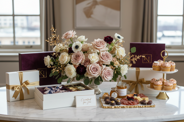 Bouquet add-ons including gifts, chocolates, balloons, cards and floral arrangements