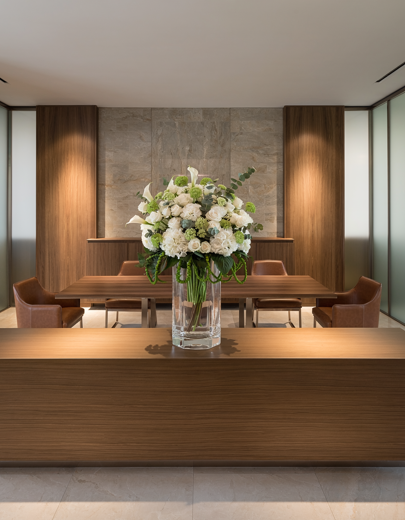 Financial and professional office recurring floral service scene
