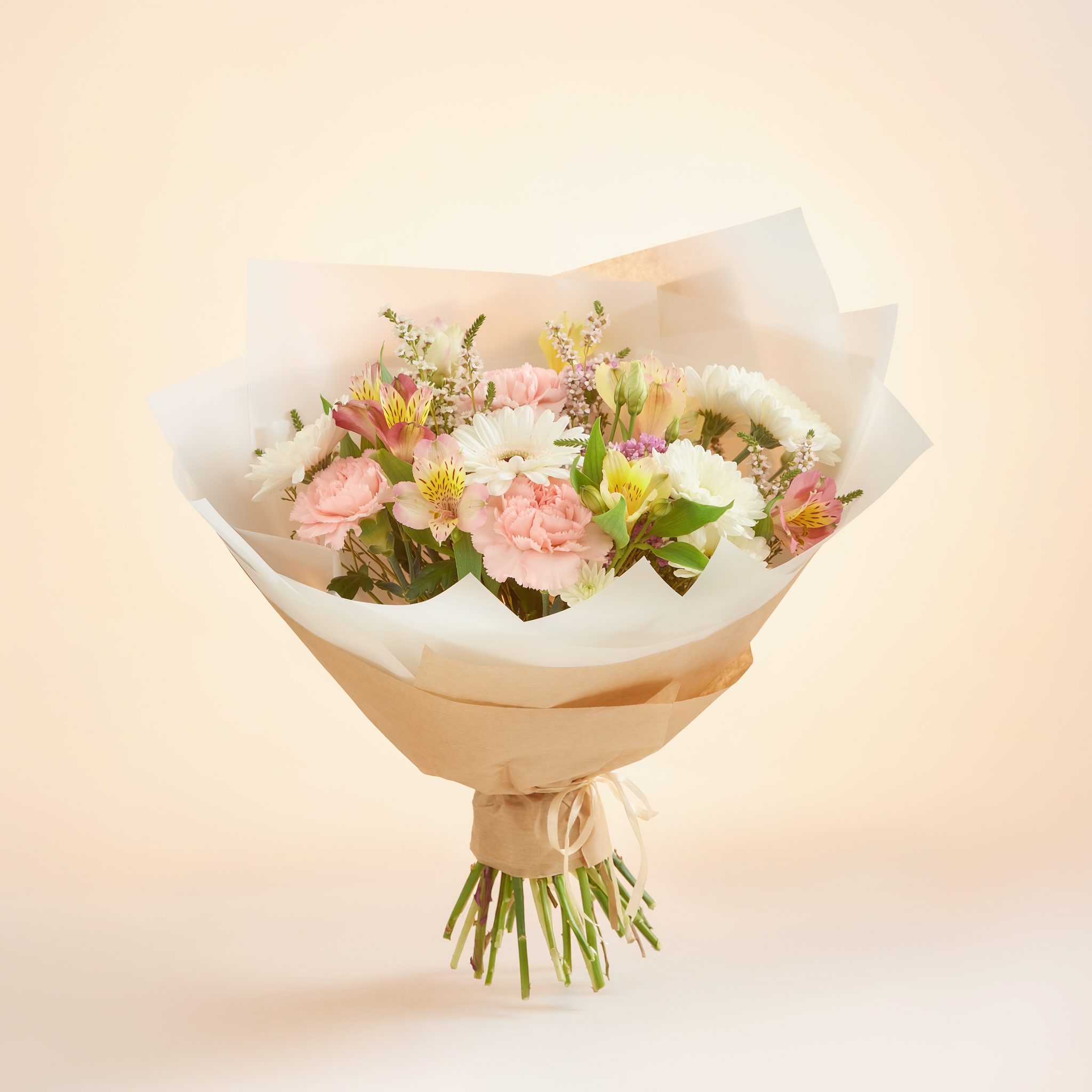 Florist's Choice $25 hand-tied seasonal bouquet in soft mixed colors