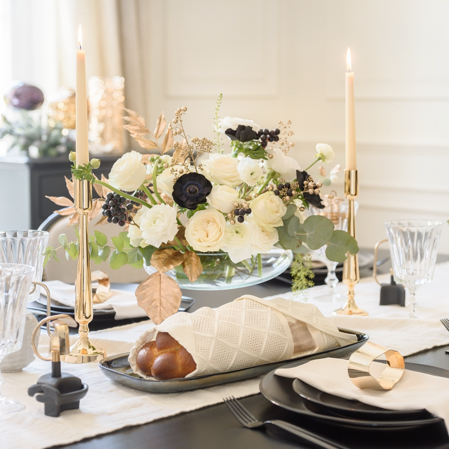 Holiday Priority Membership elegant Jewish holiday floral table setting