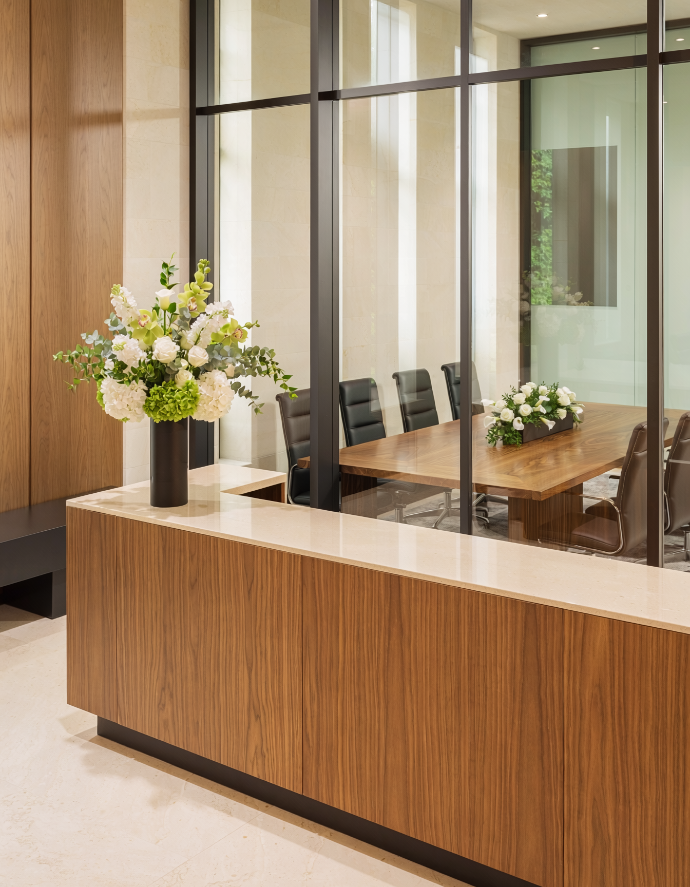 Law Office Floral Membership reception conference and client-gifting service scene