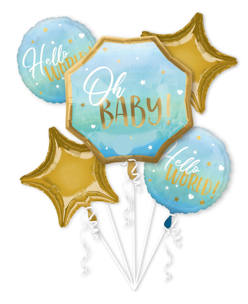 New baby flowers balloon and teddy gift bundle by Ultimate Creations NY