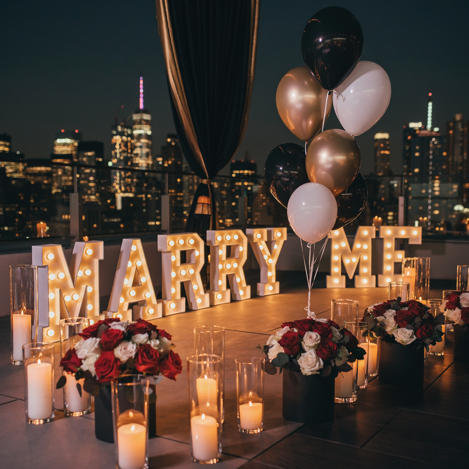 Ultimate Grand Manhattan luxury marriage proposal package on a New York City rooftop