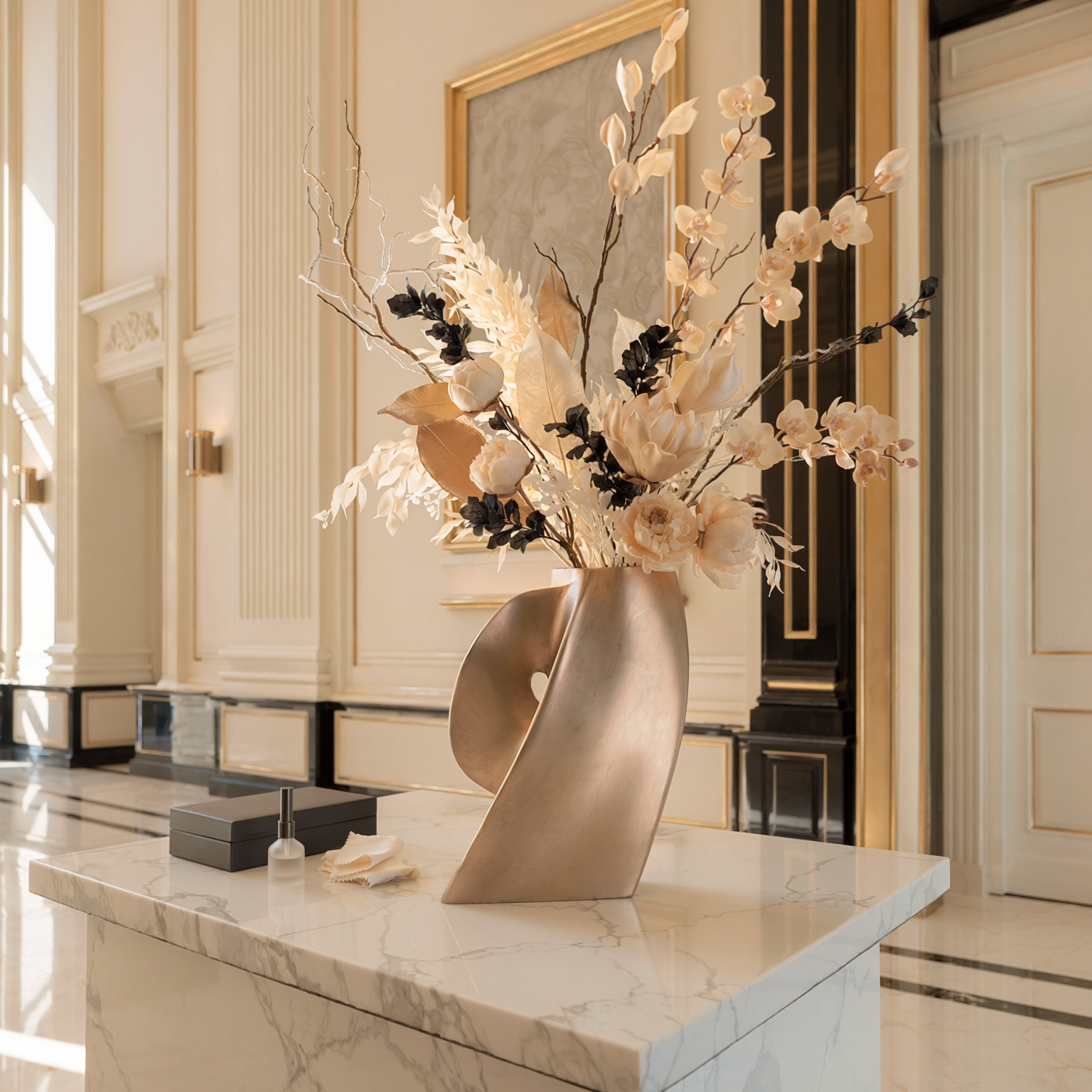 Permanent Floral Installation Membership luxury silk and preserved floral display