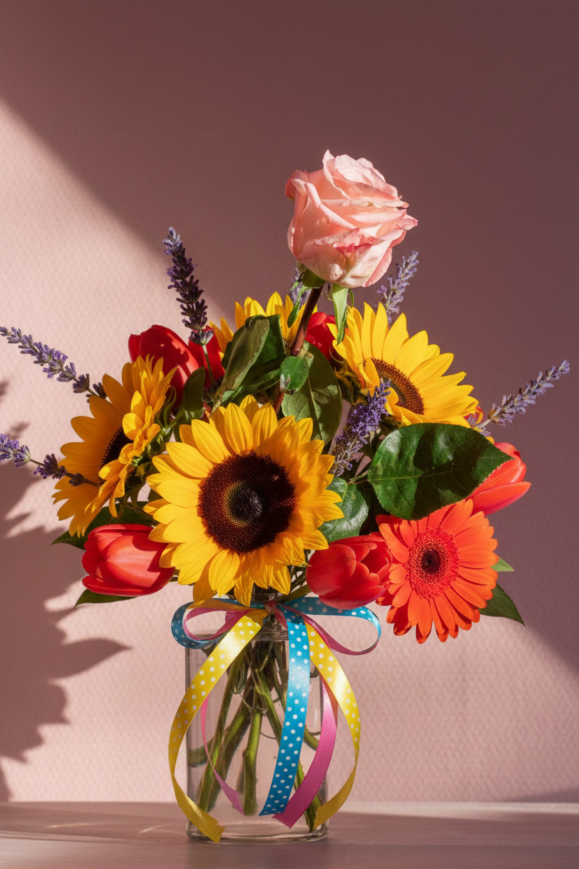 Bright Happy Birthday Bouquet - Deluxe real fresh flowers by Ultimate Creations NY