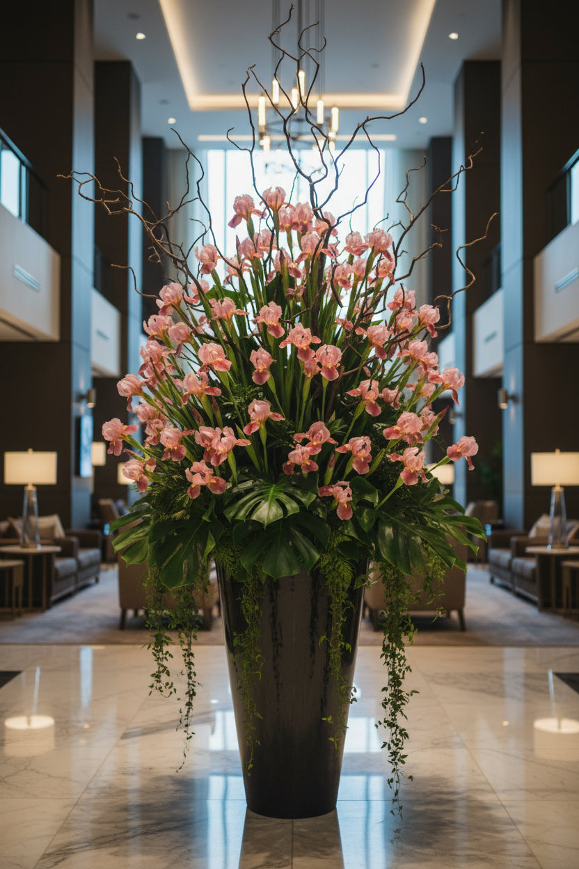Corporate Front Desk Arrangement - Grand real fresh flowers by Ultimate Creations NY
