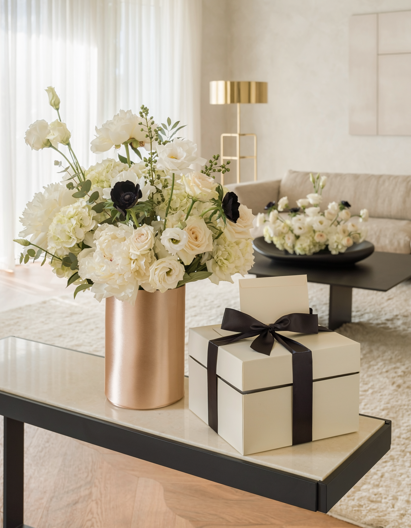 Real Estate Floral and Gifting Membership open-house staging and closing-gift scene