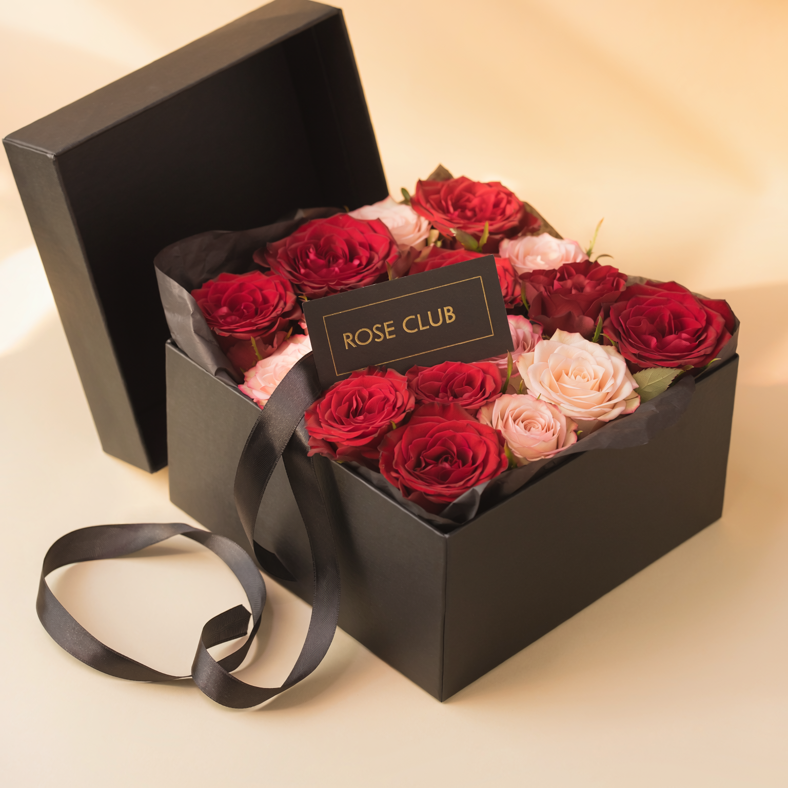 Rose Club gift membership concept with elegant roses and premium packaging