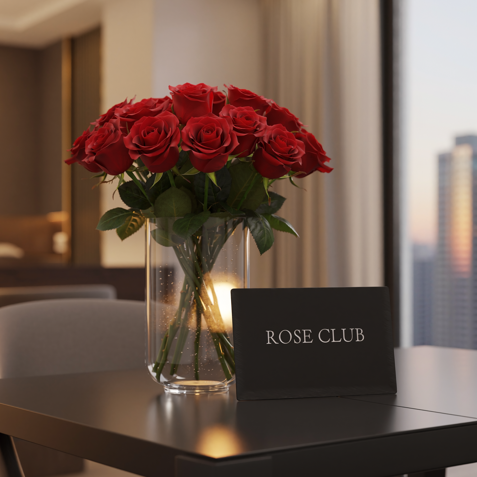Rose Club roses styled for a luxury home floral experience