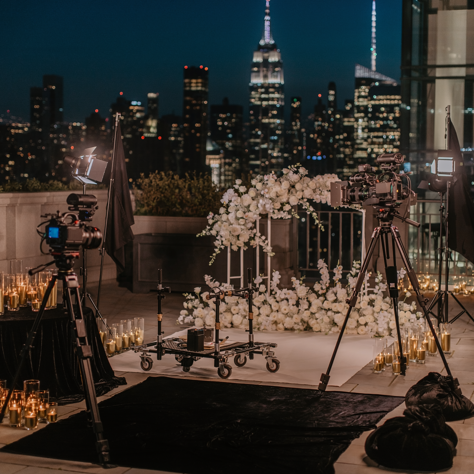 Ultimate Black Label cinematic photography and video production setup on a Manhattan terrace