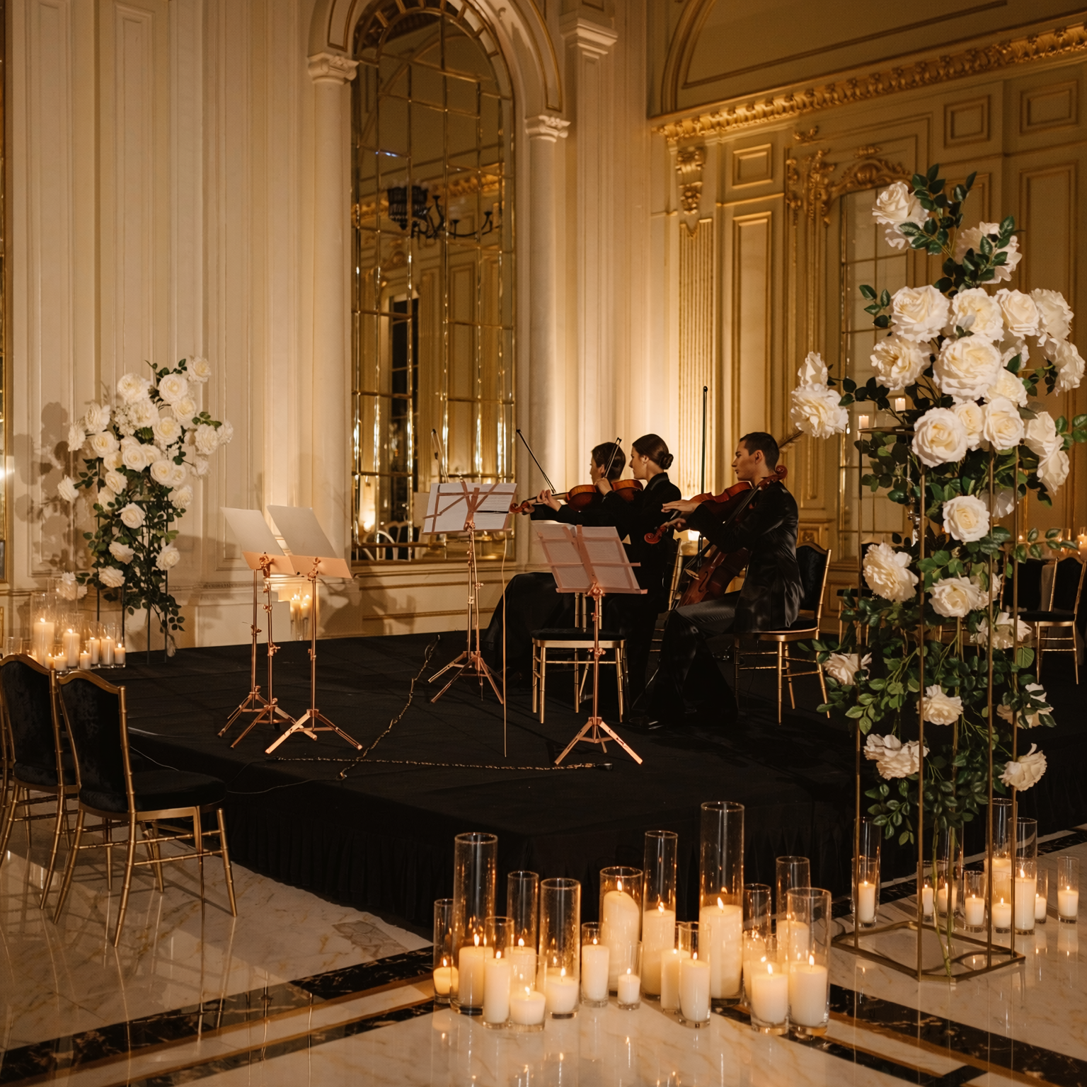 Ultimate Black Label live string ensemble in a luxury candlelit New York City venue