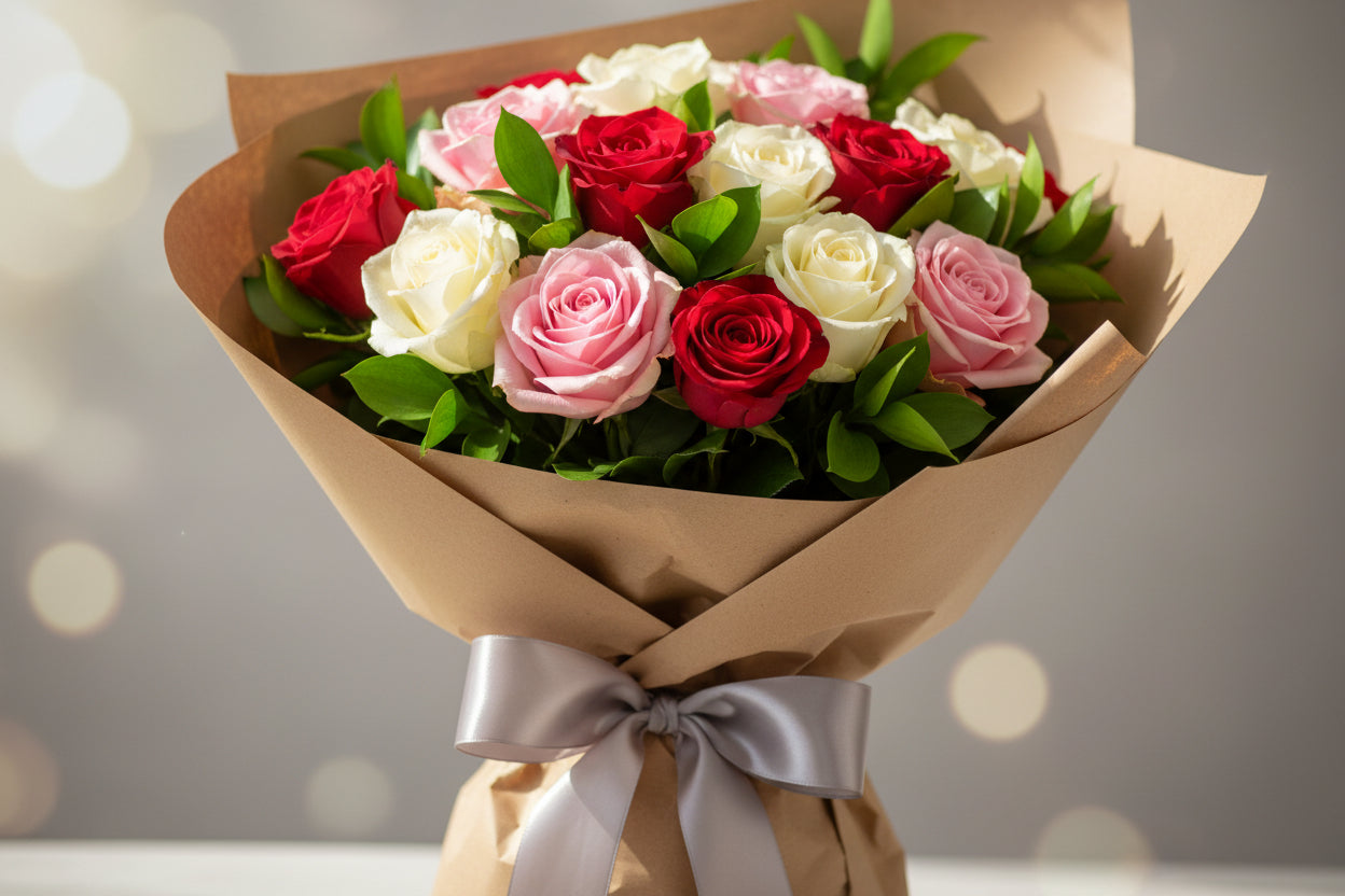 Rose Club qualifying fresh standard roses by the stem