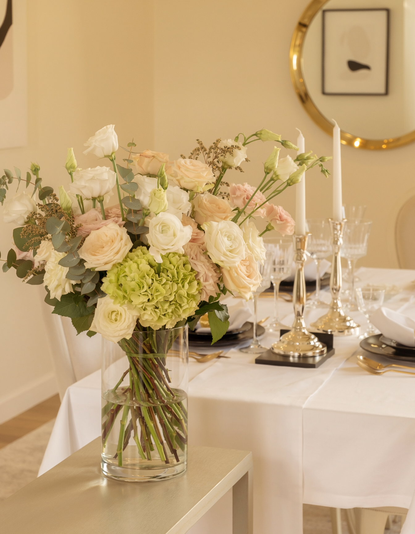Weekly Shabbat Flower Subscription elegant Friday table and recurring floral service scene